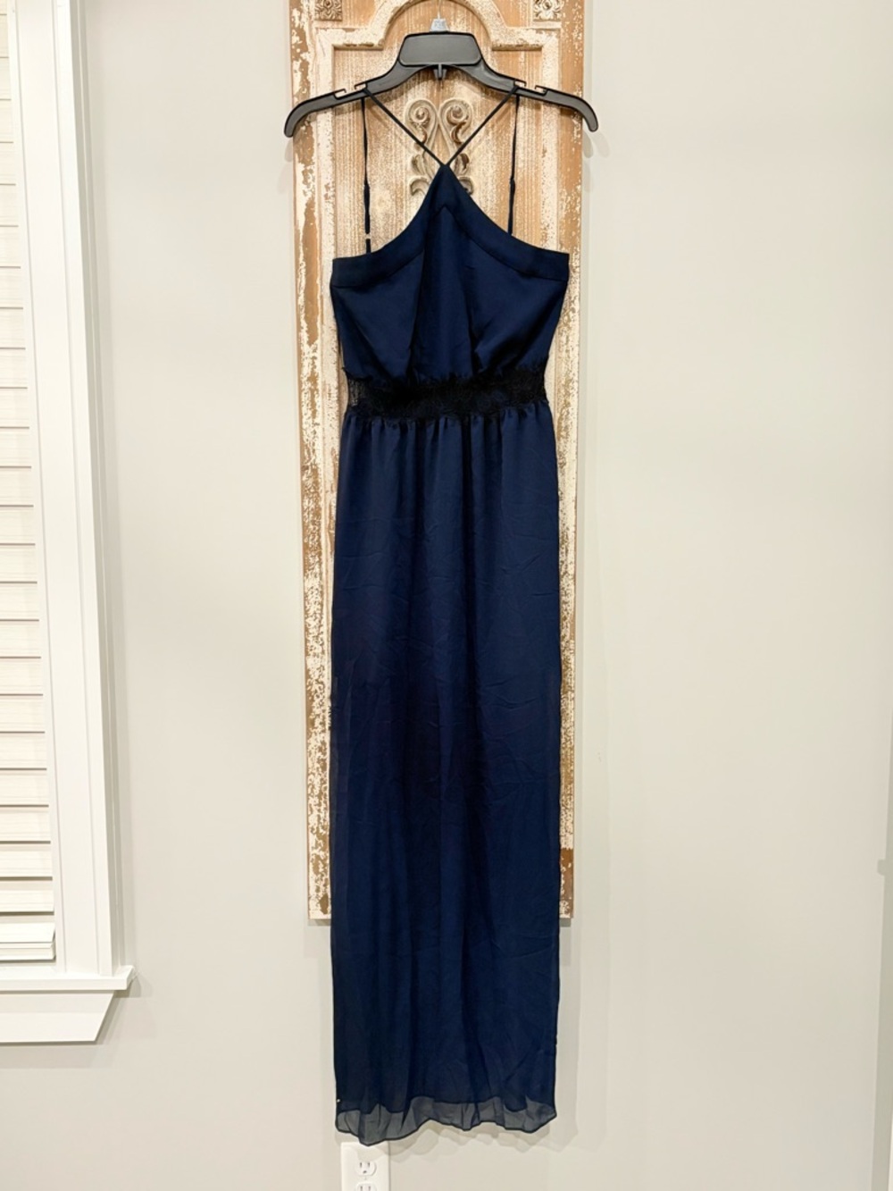 EUC Women’s BCBGeneration Navy/Black Lace Strappy Maxi Dress (0)